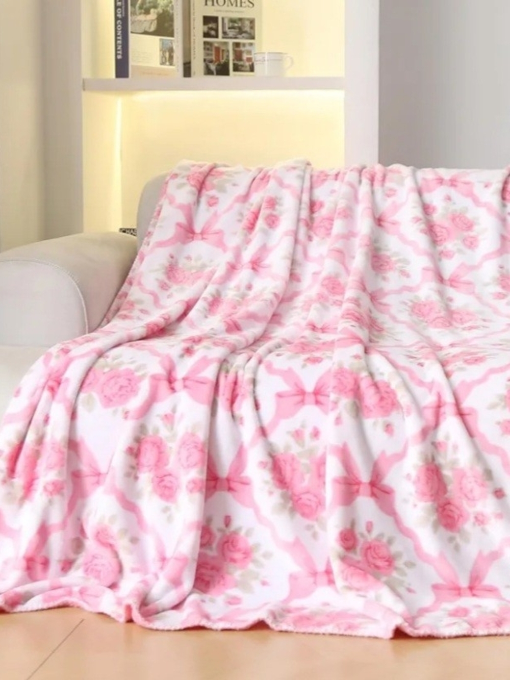 Plush Floral Pink Baby Throw Blanket - Soft Home Bedding